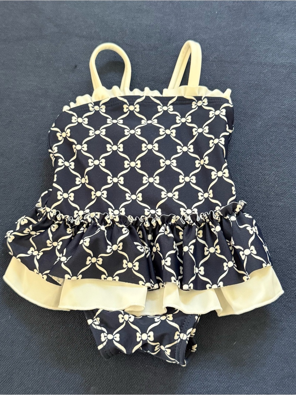Janie and Jack Navy White Ruffle Trim Infant One-Piece Swimsuit 0-3m